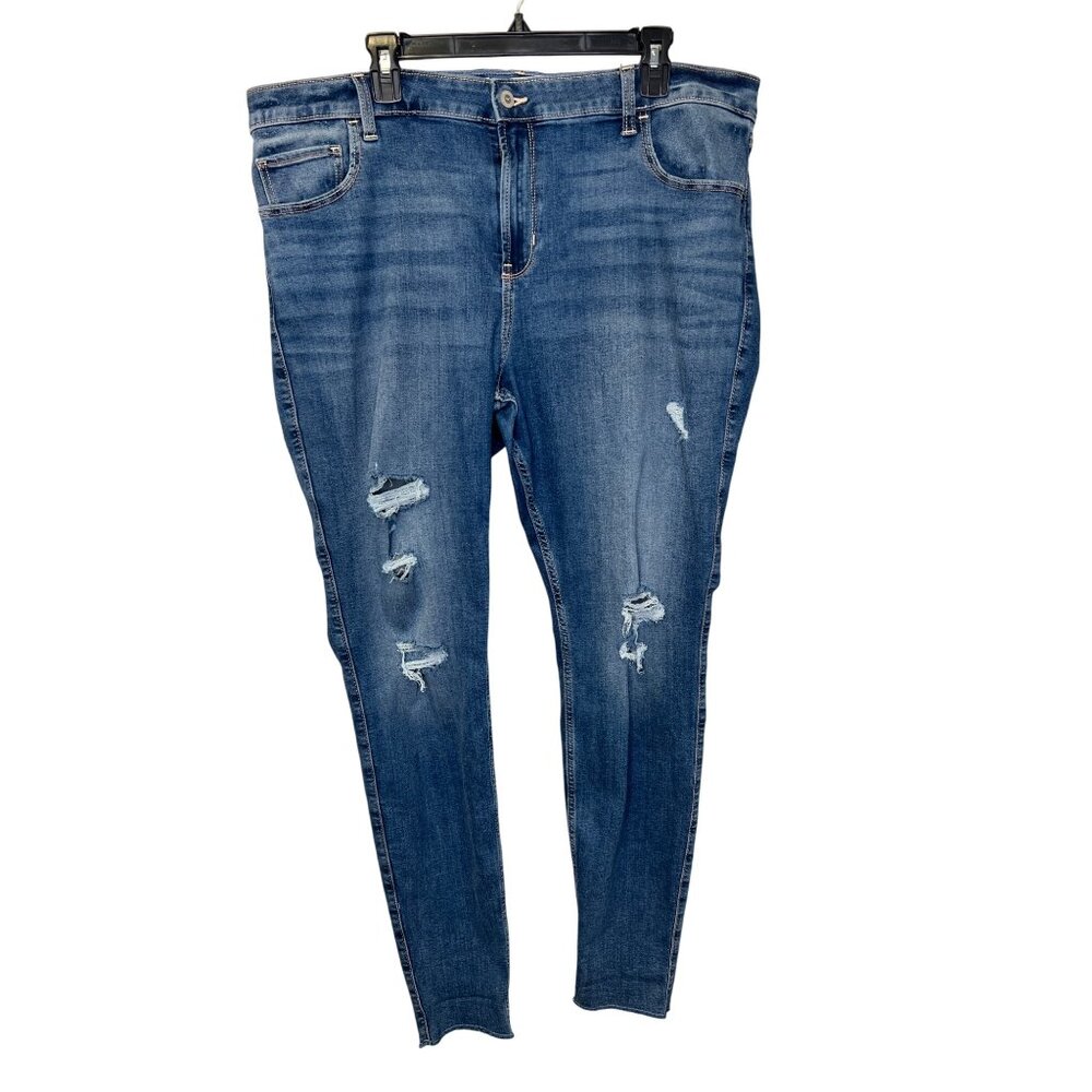 Hollister High-Rise Super Skinny Womens Jeans Size 20 Long Distressed Stretchy